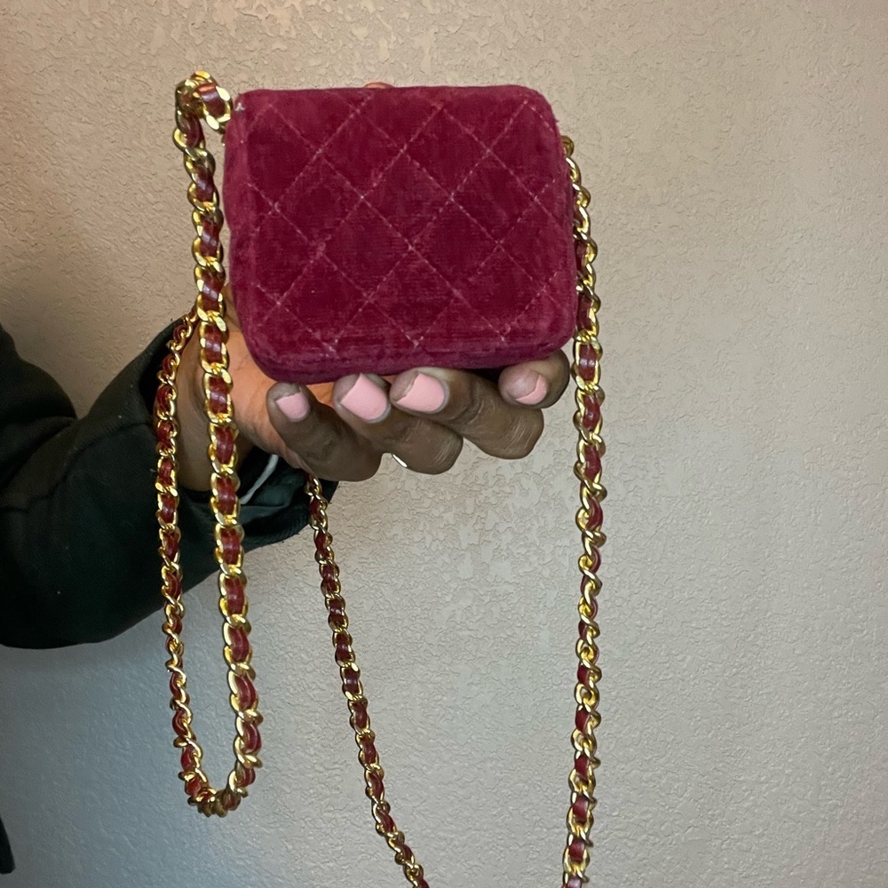 Rare Vintage Chanel Nano Velvet Flap Bag - Picture 7 of 12